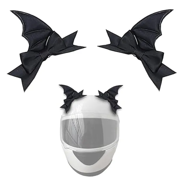 1 Pair Bat Wings for Helmet Funny Devil Wings Bow Helmet Accessory Adhesive Halloween Ski Helmet Decoration - Black 2