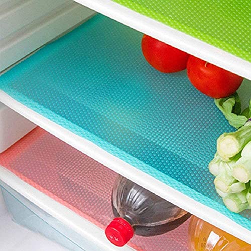 5 Pcs Refrigerator Mats,EVA Refrigerator Liners Washable Can Be Cut Refrigerator Pads Fridge Mats Drawer Table Placemats,Size 45cm x 29cm ,Random Colours - Green/Blue/Pink
