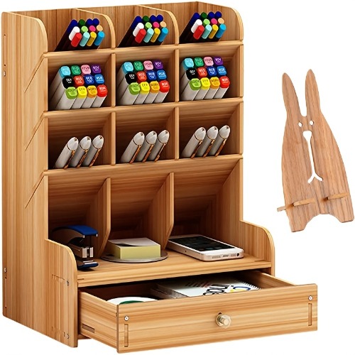 1pc Wooden Desk Organizer