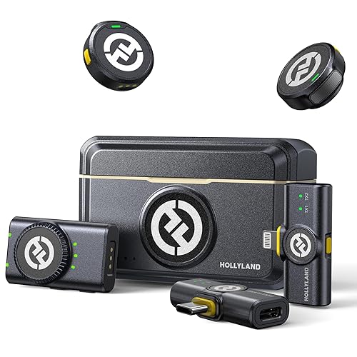 Hollyland Lark M2 Wireless Lavalier Microphone for iPhone/Android/Camera/PC/Laptop with Lightning/USB-C/Plug, 48KHz 24Bit, 1000ft Range, Noise Cancellation, 30H Battery for Video Recording, Streaming - Combo - Black