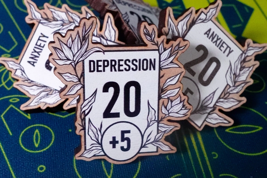 Depression 5E Stat Badges Wooden