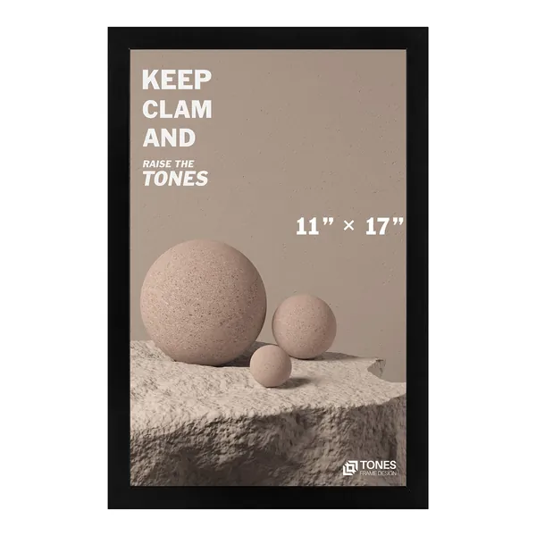 TONES FRAME DESIGN 11x17 Poster Frame, Black Wood Frame, with Tempered Glass (Black, 11 x 17) - Black 11 x 17