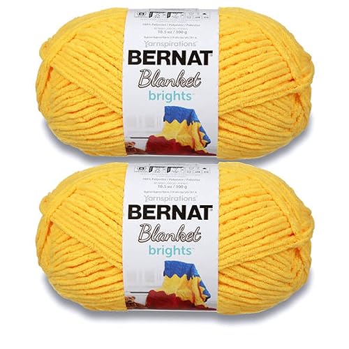 Bernat Blanket Brights School Bus Yellow Yarn - 2 Pack of 300g/10.5oz - Polyester - 6 Super Bulky - 220 Yards - Knitting/Crochet - School Bus Yellow - 2 Pack