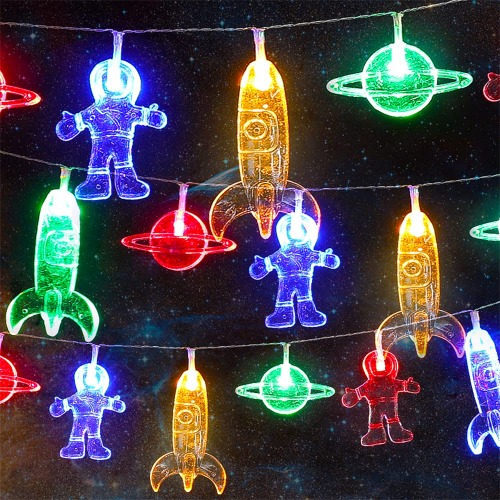 20 LED Children's Room LED String Light Astronaut Spaceship Rocket Pendants Holiday Party Lights Wall Window Nursery or Kids room Decor Wedding Around the Garden Party Patio Christmas (multicolour) - 20-LED Multicolor