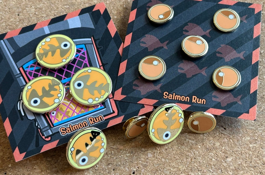 SALMON RUN Enamel Pin Badge [Golden Egg]