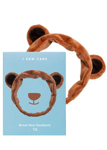 I DEW CARE Face Wash Headband - Brown Bear | Spa, Soft, Cute for Makeup, Shower, Teen Girls Stuff, 1 Count - Brown Bear