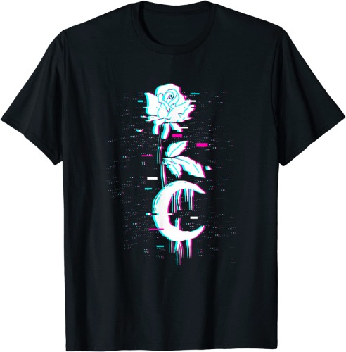 Moon Rose Aesthetic Vaporwave Witchcraft Wicca Satan T-Shirt