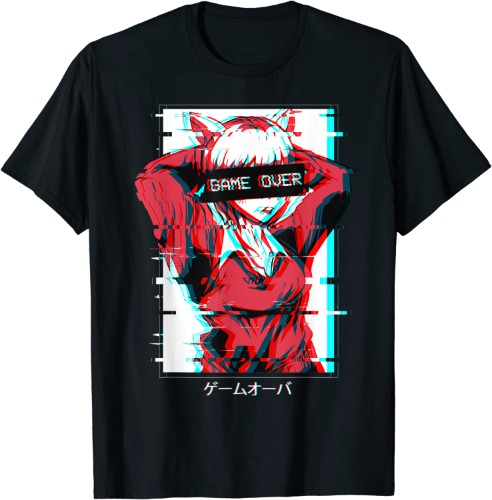 Game Over Anime Girl Japanisch Vaporwave Aesthetic Waifu T-Shirt