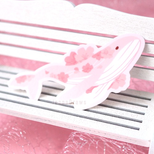 Sakura Whale Sticker