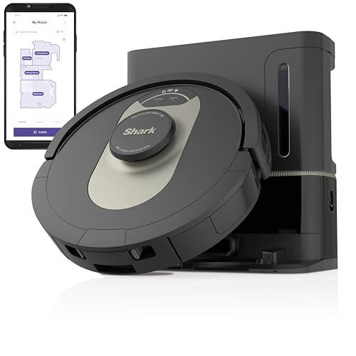 Shark AV2501AE AI Robot Vacuum with XL HEPA Self-Empty Base, Bagless, 60-Day Capacity, LIDAR Navigation, Perfect for Pet Hair, Compatible with Alexa, Wi-Fi Connected, Carpet & Hard Floor, Black - Self-Emptying Vacuum