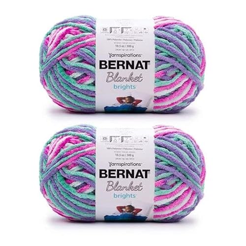 Bernat Blanket Brights 300g Unicorn Brights Yarn - 2 Pack of 300g/10.5oz - Polyester - 6 Super Bulky - Knitting/Crochet - Unicorn Brights - 2 Pack