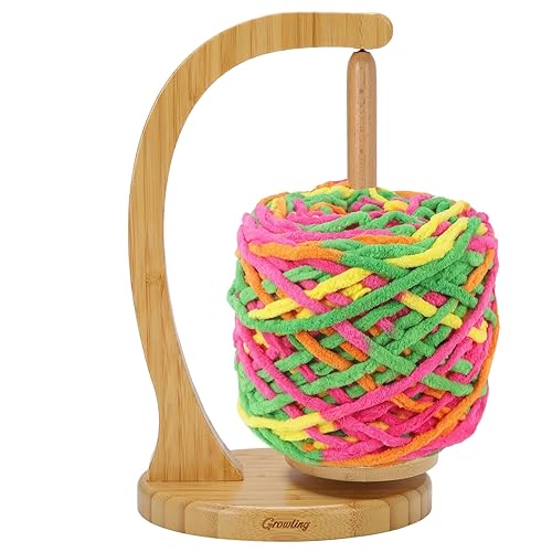 Wooden Yarn Holder for Crocheting, Upgrade Larger Size & Magnetic, Rotating Pendulum Yarn Ball Dispenser Stand, Yarn Spinner as Surprise Gift for Knitting Lovers (Natural Bamboo) - Natural Bamboo