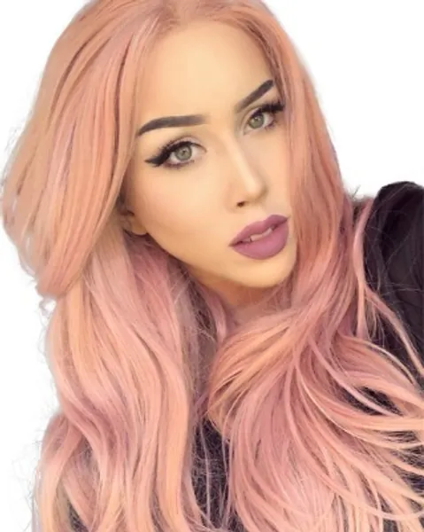 K'ryssma Fashion Orange Pink Lace Wig Mixed Color Glueless Long Natural Wavy Middle Parting Synthetic Lace Front Wigs For Women Half Hand Tied Heat Resistant 22 Inches
