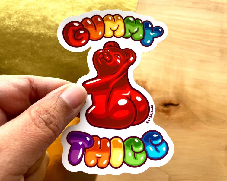 STK069 (nice) Gummy Thicc Vinyl Sticker / Funny Gummy Bear Candy / Dat Ass / Big Booty / Water Bottle Sticker / Laptop Sticker