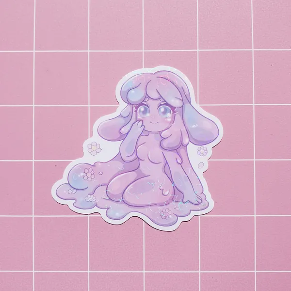 Bunnie Slime Stickers | Heart Holographic Vinyl Stickers 