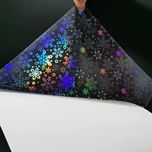 Bleidruck 25 Sheets 8.25x11.7 Inches Snowflake Holographic Premium Cold Laminated Film Glitter Holographic Overlay Laminating Self Adhesive Film - Snowglake