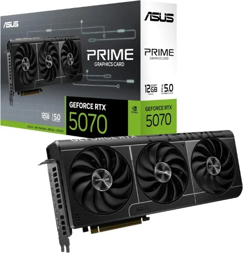 ASUS The SFF-Ready Prime GeForce RTX™ 5070 12GB GDDR7 Graphics Card (PCIe® 5.0, 12GB GDDR7, HDMI®/DP 2.1, 2.5-Slot, Axial-tech Fans, Dual BIOS)