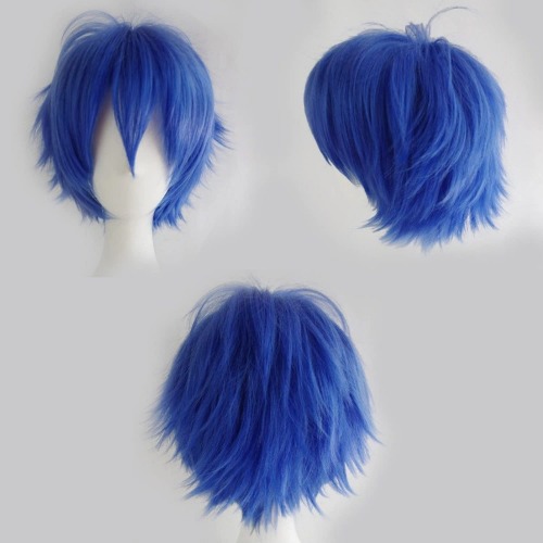 S-noilite Women Mens Male Short Fluffy Straight Hair Wigs Anime Cosplay Party Costume Dress Synthetic Spiky Wig (Dark Blue) - Dark Blue
