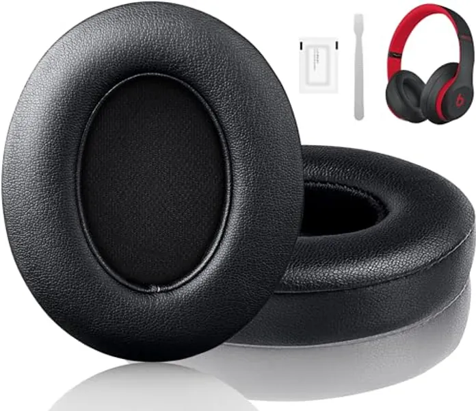 Beats Studio Replacement Earpads for Beats Studio 3 &Beats Studio 2 (B0500/ B0501) 2 Pieces Noise Isolation Comfortable Memory Foam Ear Cushions (Black)