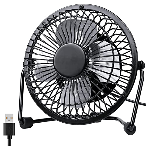 Zuvas Desk Fan Quiet Small USB Fan 360° Rotation Portable Table Fan 2 Speed Mini Personal Fan Air Cooling Electric Fan for Home Office Bedroom Travel Camping, 4 inch Black - Black