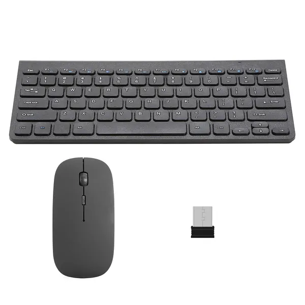 Wireless Keyboard and Mouse 2.4GHz Multimedia Mini Keyboard Mouse Combos USB Receiver - Black