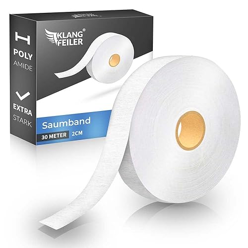 Klangfeiler Saumband 30 Meter I Extra Stark I 20mm Breit I Bügelband für Bügeln I Bügelkleber Vorhänge Gardinen besser als nähen Saumvlies