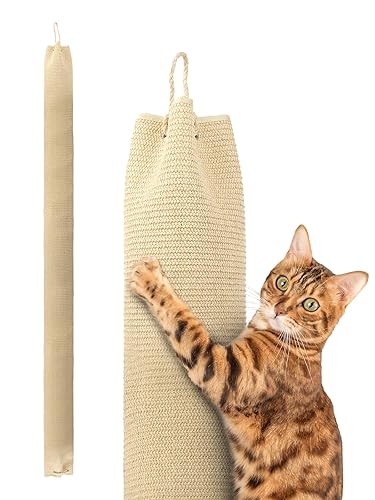 BSWAY Klettersack für Katzen 16x16x240cm Katze Kletterseil, Sisal Sack Klettersack Climber für Katzen mit Haken und Füllpolster