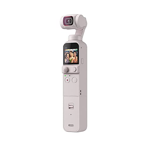 DJI Pocket 2 Exclusive Combo (Sunset White) - Pocket-Sized Vlogging Camera, 3-Axis Motorized Gimbal, 4K Video Recorder, 64MP Photo, ActiveTrack 3.0, YouTube TikTok Video, for Android and iPhone - DJI Pocket 2 Exclusive Combo (Sunset White)
