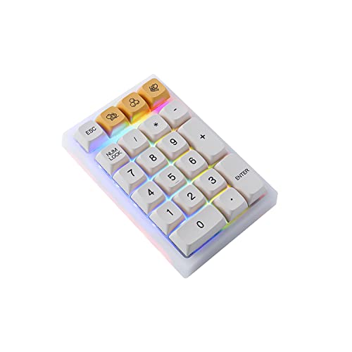 BOYI TD21 Hot Swappable Numpad,21 Keys Mini Numpad Portable Keypad Bluetooth 5.0/2.4GHz/Wired Number Pad Keyboard PBT Keycaps RGB Backlit Type-C Mini Keyboard (BOYI Honey Milk XDA Keycaps) - BOYI Honey Milk XDA Keycaps