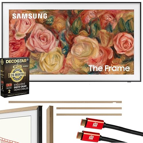 SAMSUNG QN50LS03DAFXZA 50 inch The Frame QLED 4K Smart TV 2024 Bundle 50" The Frame Customizable Bezel Modern Teak - 50 Inch - Modern Teak Bezel