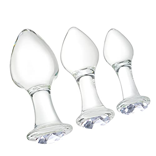 Crystal Anal Plug Bum Plugs Jewelry Anal Trainer Toys Glass Massage Butt Plug Large Medium Small Anal Stimulation Sex Toy for Unisex Masturbation (White) - White