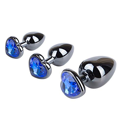 Romi 3 pcs Heart Shaped Stainless Steel Anal Butt Plugs Anal Trainer Toys, Personal Massager for Unisex Masturbation (3 Different Sizes Plug) - 3 Different Size