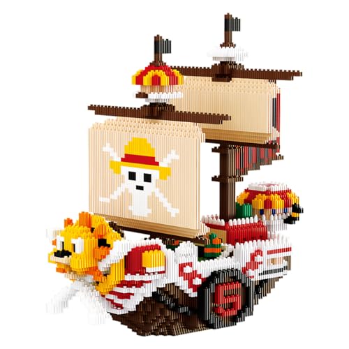 Pirate Boat Models OP Anime DIY 3D Micro Connection Building Blocks Set, Mini Bricks Playset Toys for Teens Fans Birthday Gifts Souvenir (Sunny 3168PCS) - Sunny 3168pcs