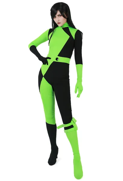 Kim Possible Shego Bodysuit Jumpsuit Super Villain Cosplay Costume