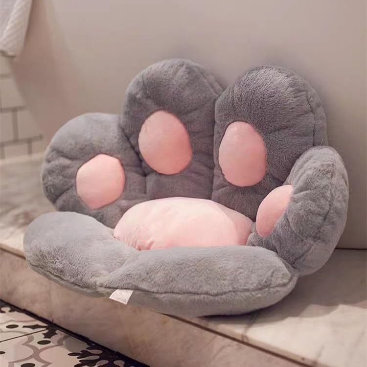 cat Paw Cushion Cute Seat Cushion,Cat Paw Shape Lazy Sofa Bear Paw Chair Cushion Warm Floor Cushion for Dining Room Office Chair,Funny Gifts (Gray) - Grey