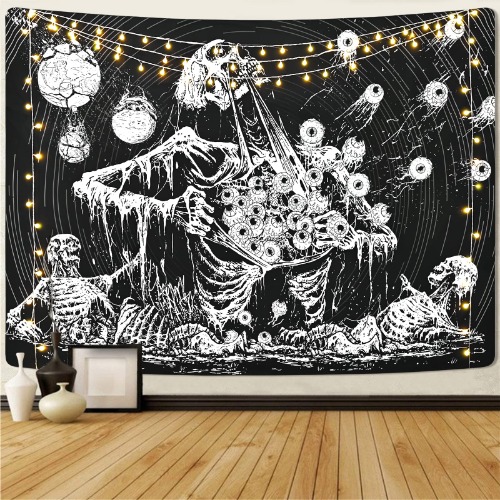 Skeleton Black and White Tapestry