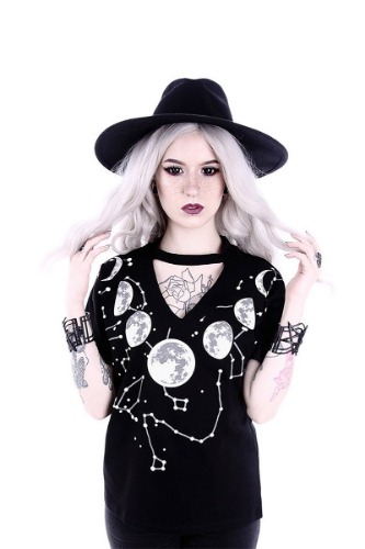 V Neck Choker Moon Top | M