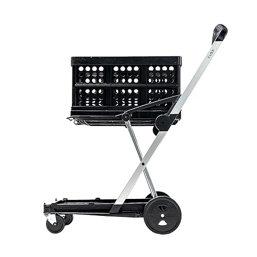 CLAX® The Original | Made in Germany | Multi use Functional Collapsible carts | Mobile Folding Trolley | Shopping cart with Storage Crate (Black) - Black