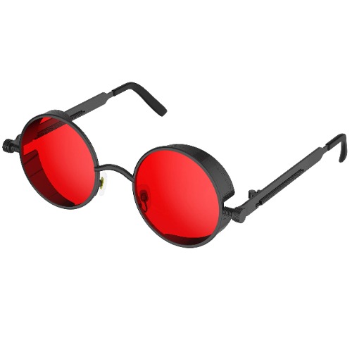 PROUDDEMON Retro Gothic Steampunk Sunglasses for Women Men Round Lens Metal Frame
