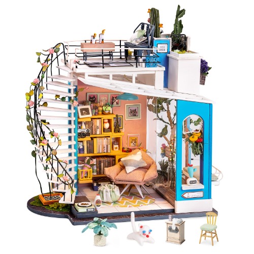 DIY Miniature Dollhouse Kit, Dora's Macaron Rooftop