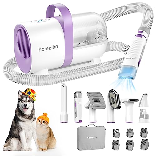 Homeika Dog Grooming Kit, 1.5L Dog Hair Vacuum Suction 99% Pet Hair, 8 Pet Grooming Tools, Storage Bag, 6 Nozzles, Quiet Pet Vacuum Groomer with Nail Grinder, Paw Trimmer, Brush for Shedding Dogs Cats - 1.white