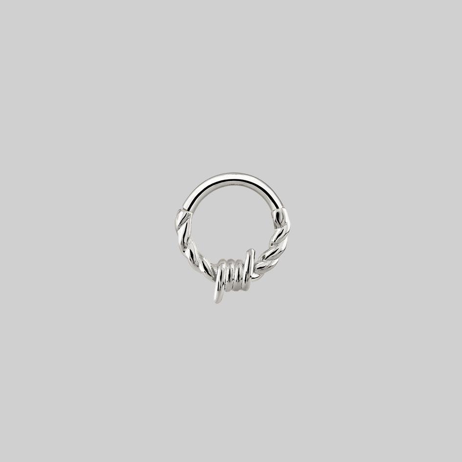 SURVIVAL. Barbed Wire Septum Clicker Ring - Silver | Silver / Septum / 16ga (1.2mm)