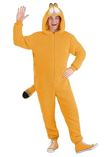 Authentic Garfield Costume for Adults, Garfield Cat Jumpsuit, Cat One-Piece for Dress-Up, Halloween or Cosplay - Medium