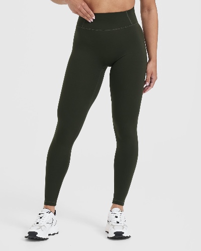 Timeless High Waisted Leggings | Khaki | M - Long