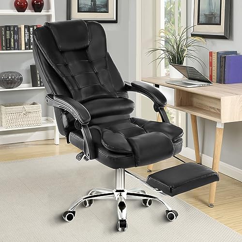 President Office Chair, Home Office Chair with Footrest and Adjustable Back(Black)