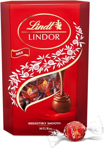 Lindt Lindor Bombones de Chocolate con Leche, delicioso bombón con interior de chocolate cremoso, bombones para regalar, aprox. 16 unidades, 200 g - Leche - 200g