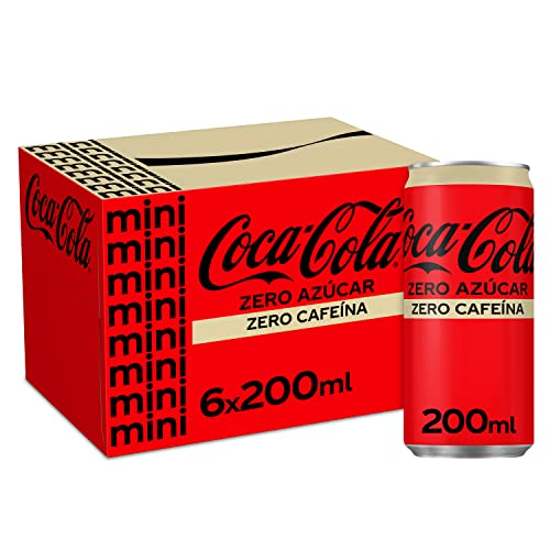 Coca-Cola Zero Azúcar Zero Cafeína - Refresco de cola sin azúcar, sin calorías, sin cafeína - pack 6 minilatas 200 ml