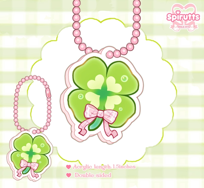 CHIBI CHARMS COLLECTION - Lucky Clover! - Double-sided acrylic/Chain