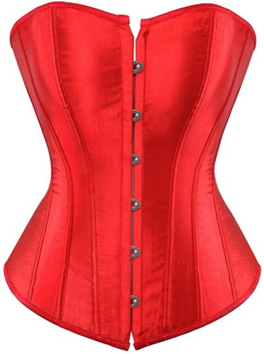 Blidece Women's Fashion Sexy Vintage Underbust Corset Bustier Waist Cincher with G-String S-6XL - Medium Red #2