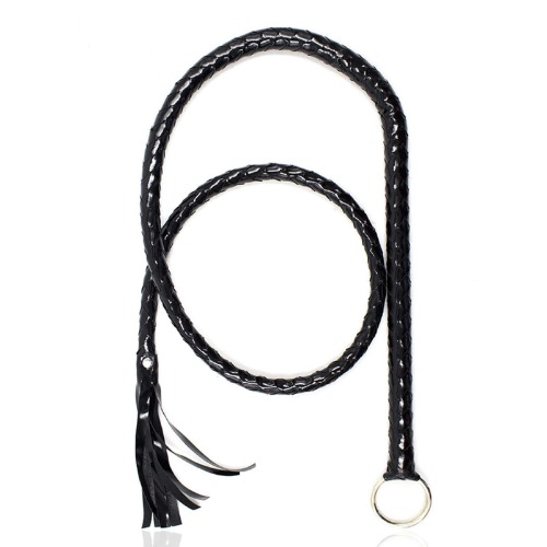 CALIDAKA Faux Leather Black Whip Costume Whip Handmade Bullwhip, Whip Costume Accessory Horse Riding Crops Equestrianism Whips for Stage Performance Racing Cosplay Costume Accessories